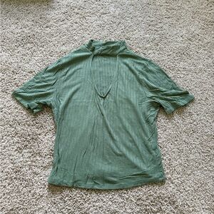 Heart & Hips Sage Green Ribbed Mock Neck Top